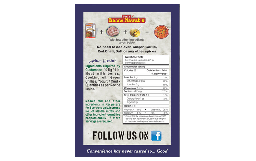 Ustad Banne Nawab's Achar Goshth, Meat Pickle Curry Masala   Box  45 grams